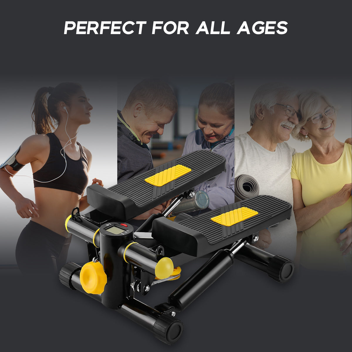 Mini Steppers for Exercise Mini Stair Stepper for Home with Resistance Bands Stepper  with LCD Monitor