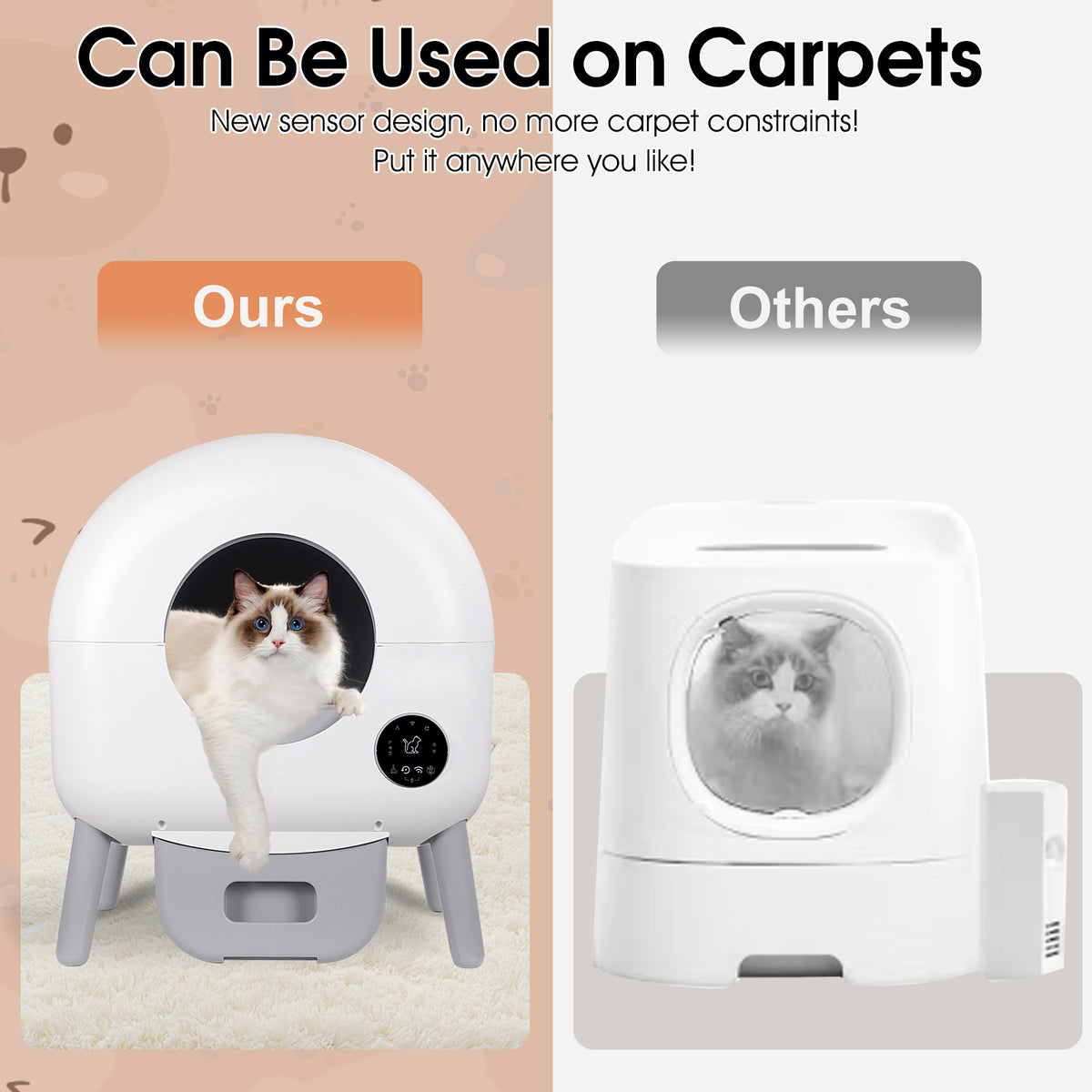 Self Cleaning Litter Box - 2.2lb-23lb Cat Can Use, 100L Automatic Cat Litter Box Self Cleaning, Extra Large for Multiple Cats, Anti-Pinch, All Clumping Litter Can Use, with Garbage Bags, App Control