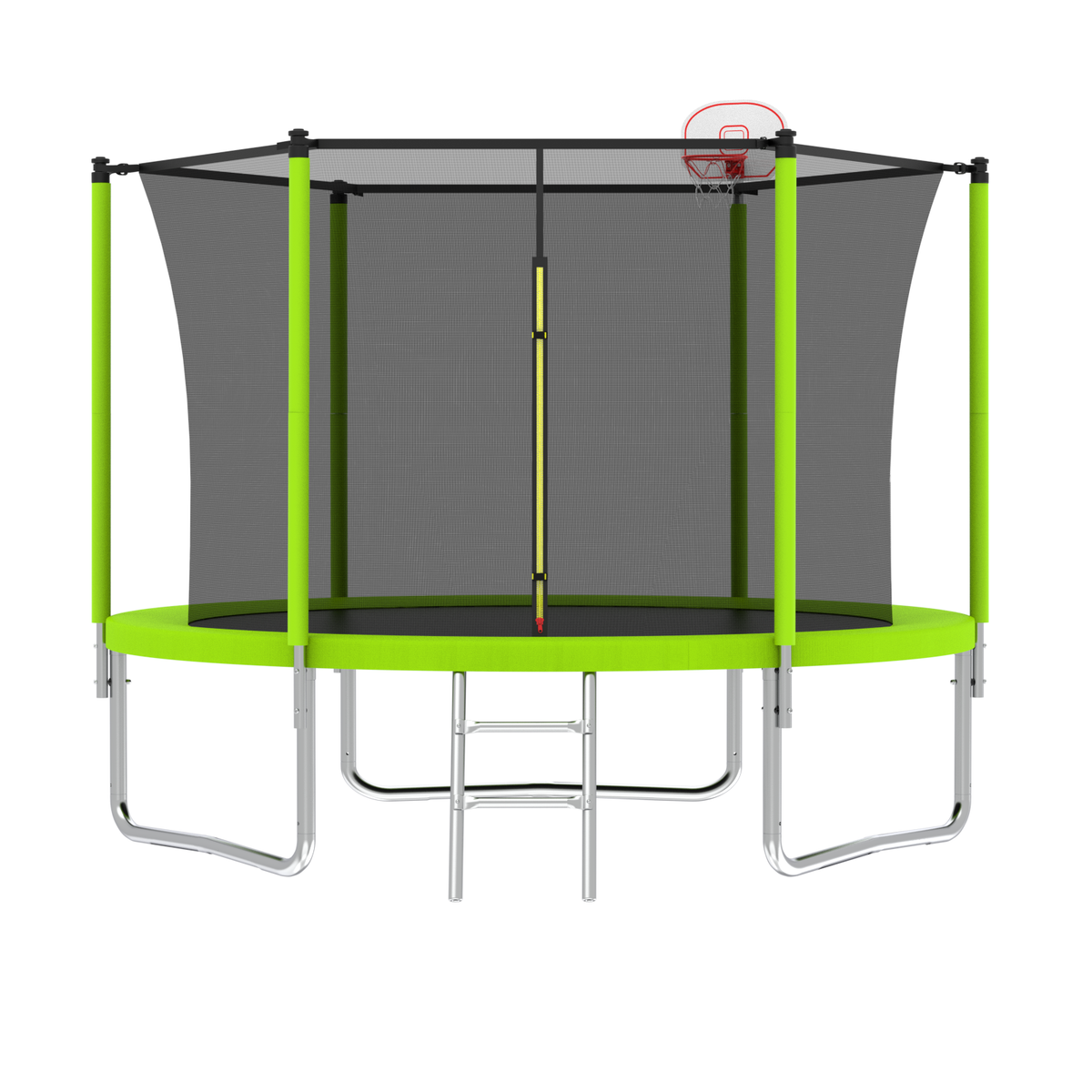 10FT Trampoline for Kids,  Basketball Hoop and Ladder, Outdoor Kids Trampoline with Safety Enclosure,Fast Assembly for Backyard Fun,ASTM Approved