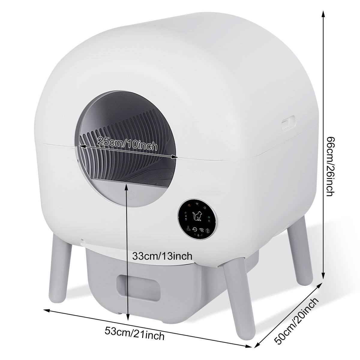 Self Cleaning Litter Box - 2.2lb-23lb Cat Can Use, 100L Automatic Cat Litter Box Self Cleaning, Extra Large for Multiple Cats, Anti-Pinch, All Clumping Litter Can Use, with Garbage Bags, App Control