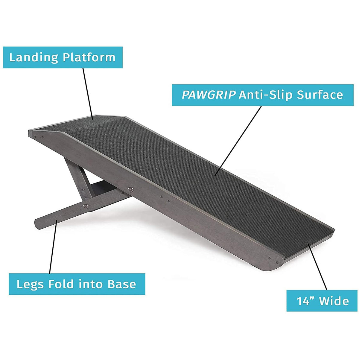24" H 47" L  Adjustable Dog Ramp for Bed Small Dog & Large Dogs - Folding Dachshund Ramp Hardwood Pet Ramp for Couch with Platform Top & Anti-Slip Surface - Dog Ramps for Medium Dogs & Old Cats