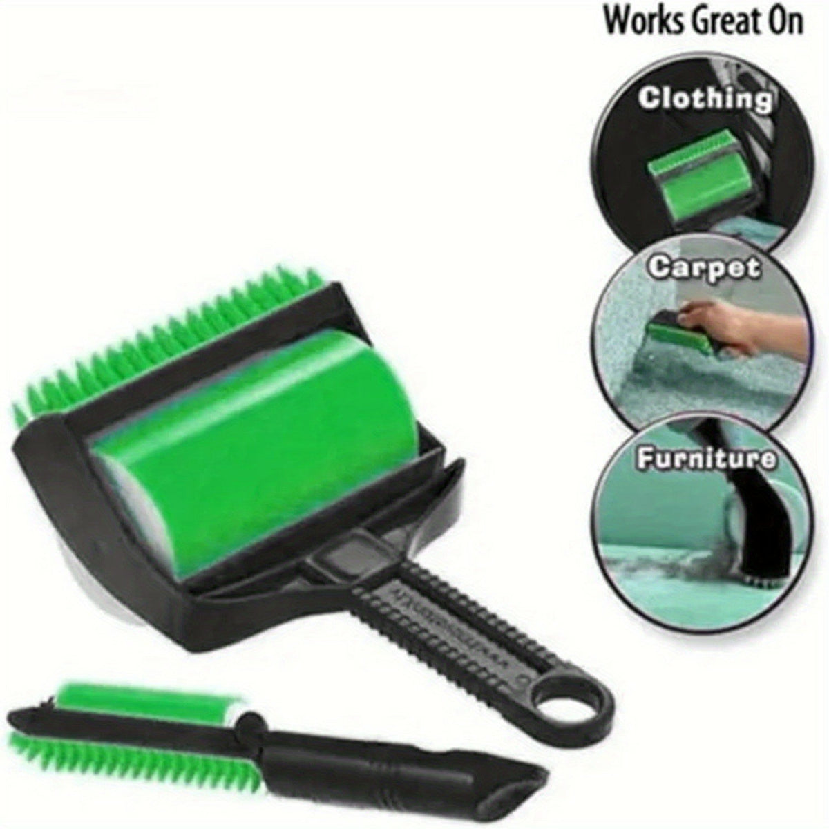 Green Pet Hair Remover and Automatic Groomer - Removes Fur, Lint, and More from Multiple Surfaces