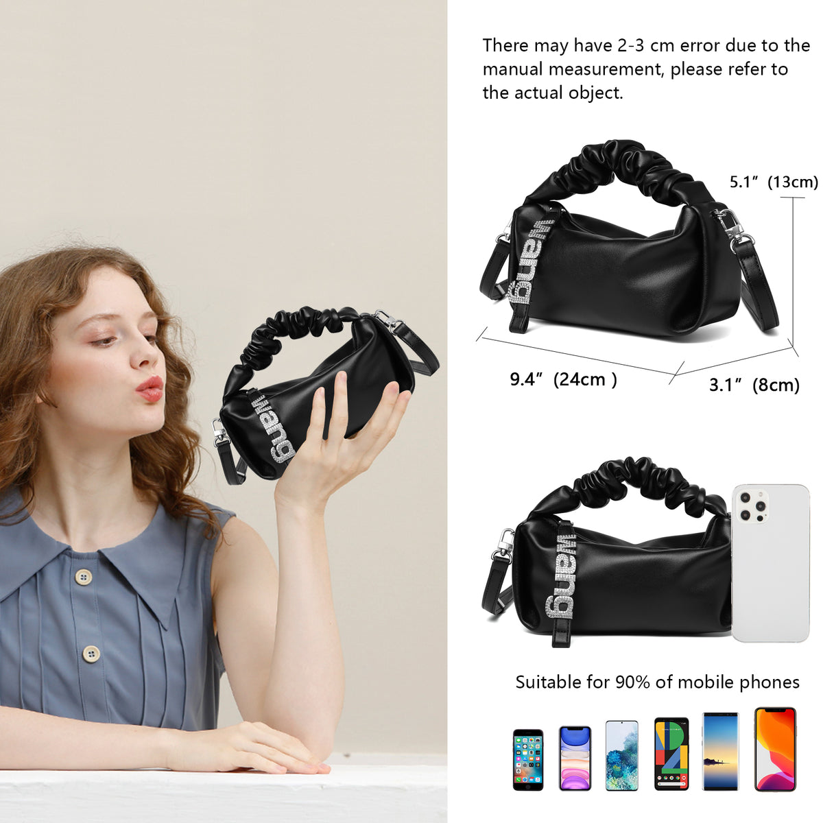 Small Shoulder Handbag for Women, Soft Designer Cloud Pouch Bag Lightweight Crossbody Clutch Purse