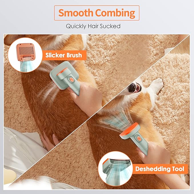 Dog Vacuum for Shedding Grooming, 6-In-1 Dog Grooming Kit & Vacuum Suction 99% Pet Hair - Lightweight Large Dust Box, Grooming Vacuum with 6 Tools for Shedding Thick &Thin Dogs Cats Pet Hair