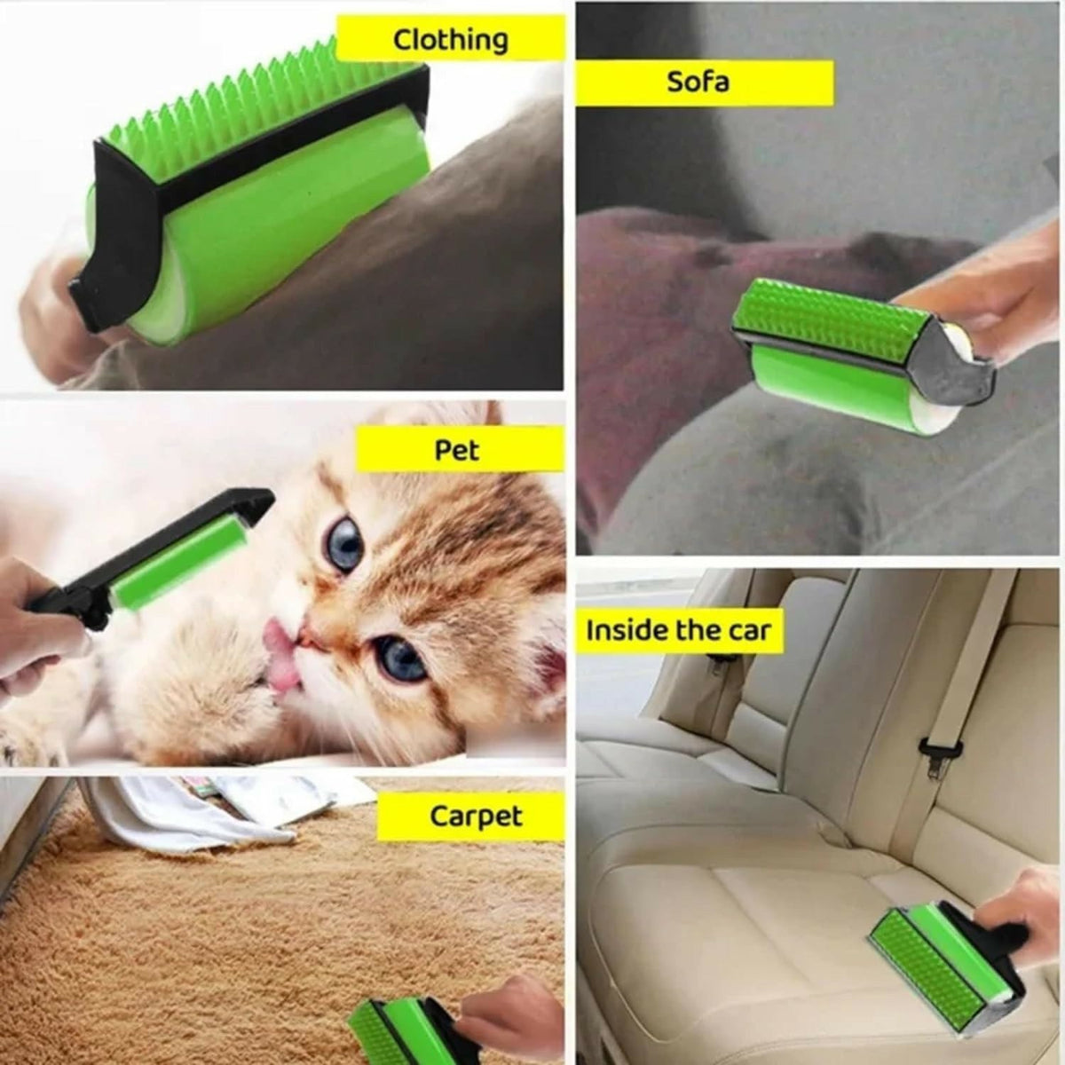 Green Pet Hair Remover and Automatic Groomer - Removes Fur, Lint, and More from Multiple Surfaces