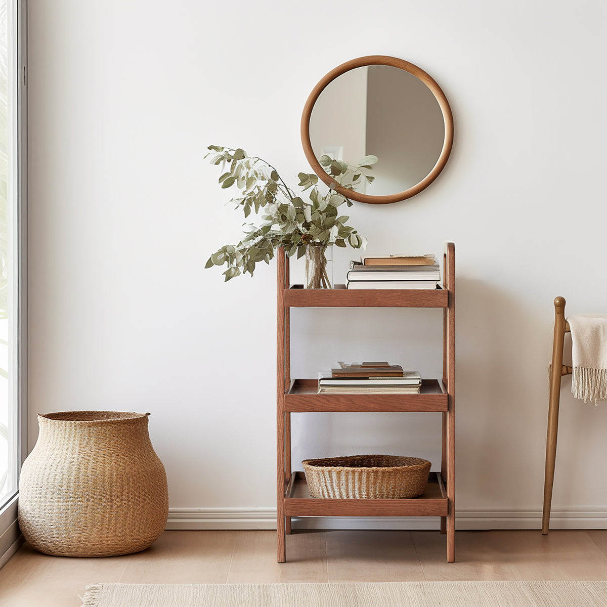 Storage Bench, 3-Tier Beech Wood Shoe Rack for Entryway, Premium Storage Organizer for Bathroom, Living Room, Bedroom, Hallway, Patio, Kitchen