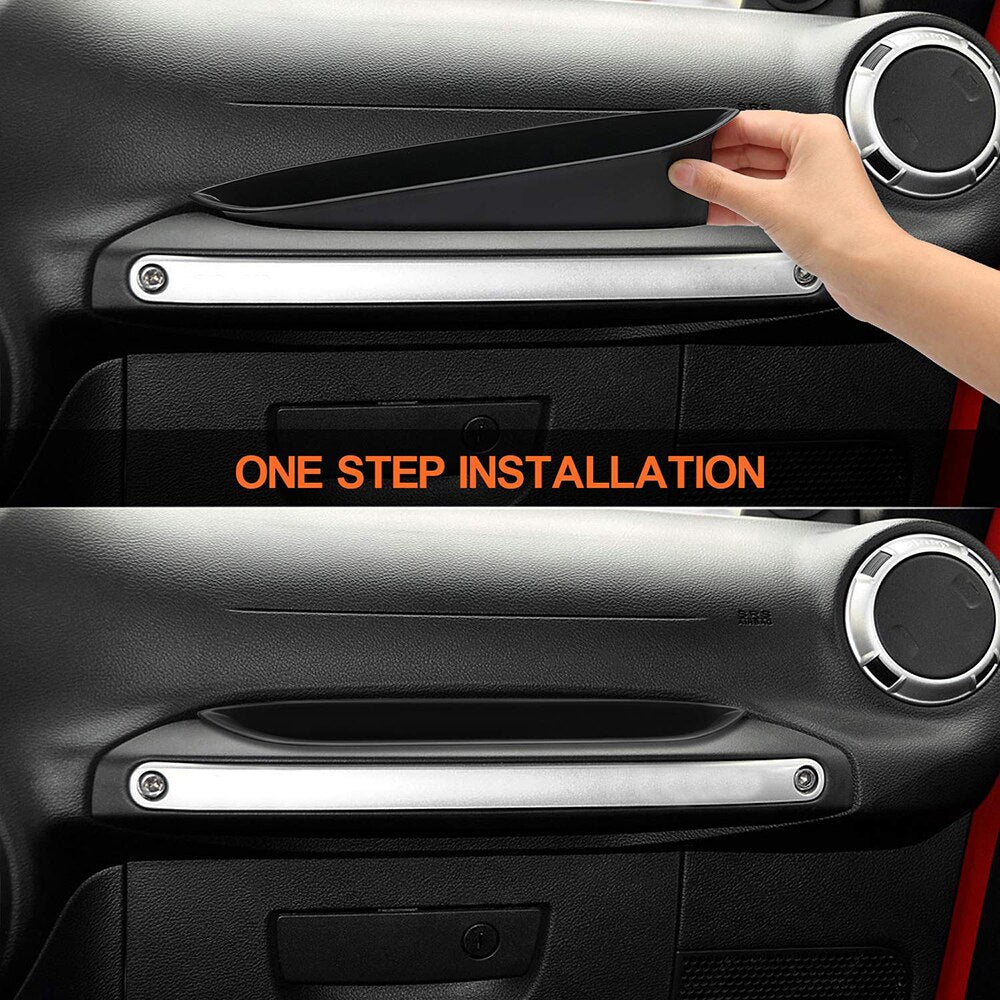 Car Door Interior Organizer Handle Grab Storage Tray Box + Non-slip Mat Accessories For Jeep Wrangler JK Passenger 2011-2017