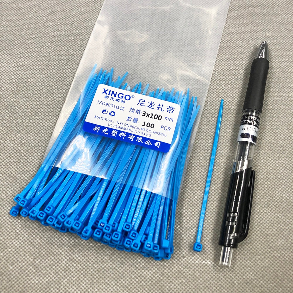 100pcs/bag 8 Color 2.5mmx100mm 2.5mm*100mm Self-Locking Nylon Wire Cable Zip Ties Cable Ties White Black Organiser Fasten Cable