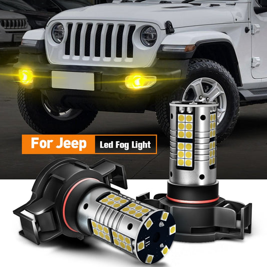 2pcs LED Fog Light Blub Lamp PSX24W 2504 Canbus For Jeep Grand Cherokee 4 2011 2012 2013 Patriot 2007-2017 Wrangler 3 4 JK JL