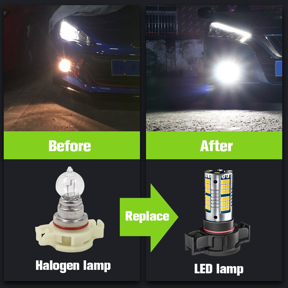 2pcs LED Fog Light Lamp Canbus PSX24W 2504 For Jeep Grand Cherokee Patriot Wrangler 3 JK 4 JL 2010 2011 2012 2013 2014 2015 2016