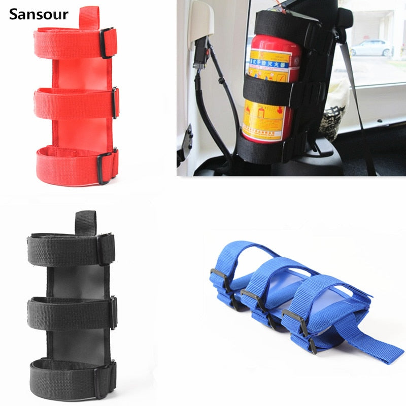 Sansour Car Interior Roll Bar Fire Extinguisher Holder Stickers Car Accessorie for Jeep Wrangler JK JL 2007-2018 Car Styling