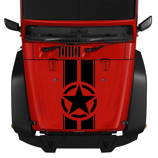 Doordash Military Hood Sticker for Jeep Wrangler TJ LJ JK Star Army Stripes Decal Vinyl Car Truck DIY Waterproof Car Stickers