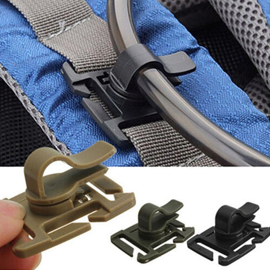 2PCS Rotatable Drinking Tube Clip Molle Hydration Bladder Drinking Straw Tube Trap Hose Webbing Clip for Camelbak-Water Pack Bag