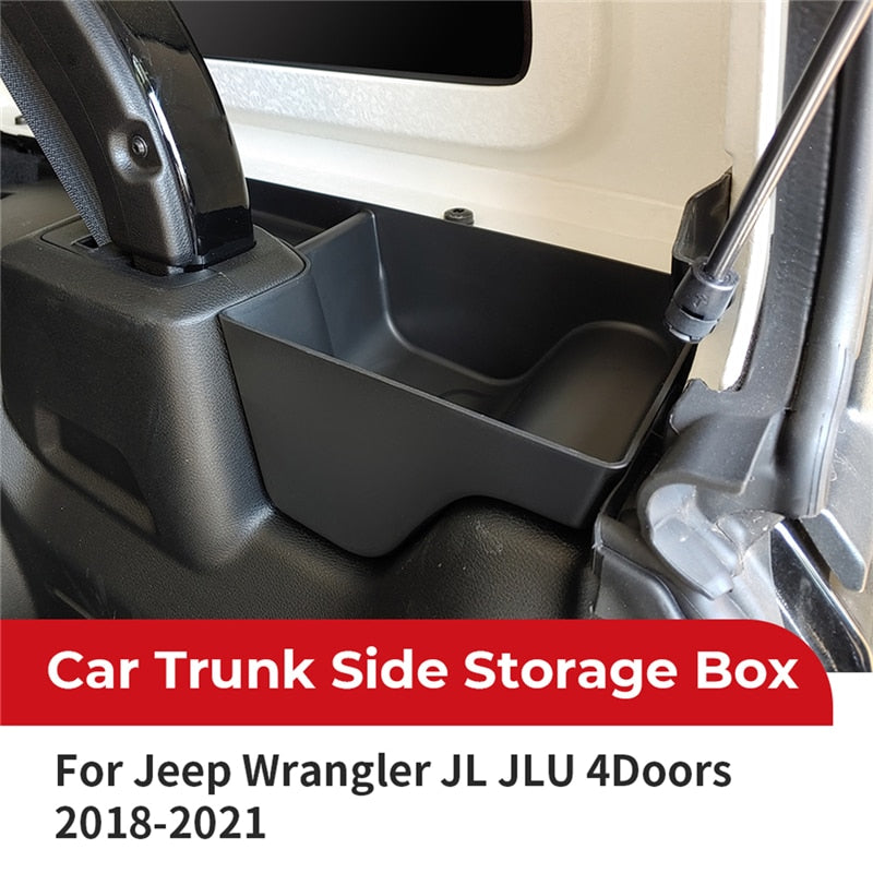 Car Interior Storage Box Rear Trunk Box Organizers Cargo Side Tray For Jeep Wrangler JL Rubicon Sahara 2018 2019 2020 2021 Black