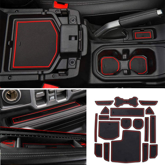 for Jeep Wrangler JL 2018 2019 2020 2021 2022 Rubber Anti-slip Mat Door Groove Cup Pad Phone Cushion Slot Coaster Accessories