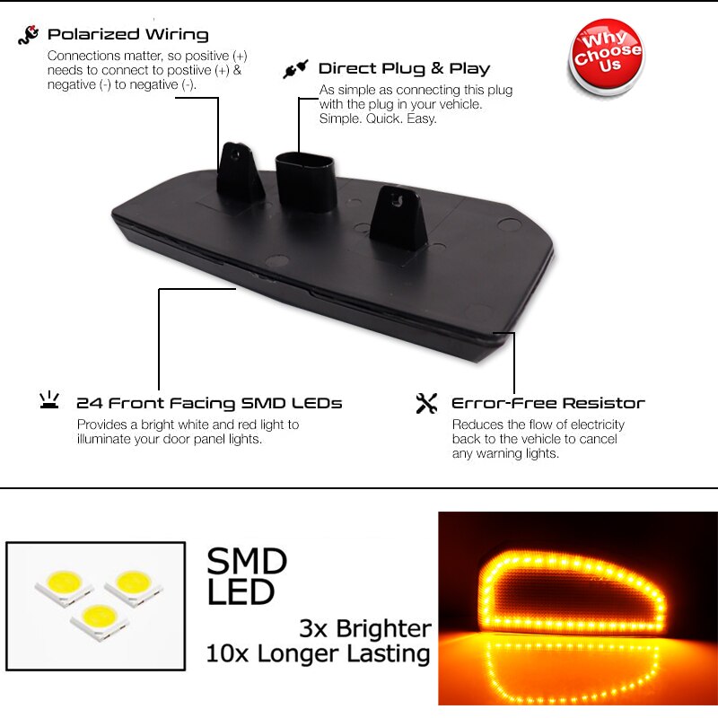 2pcs Switchback LED Side Mirror Marker Lamps For Toyota Tundra Super Duty,White LED Parking Light,Amber LED Turn Signal Light