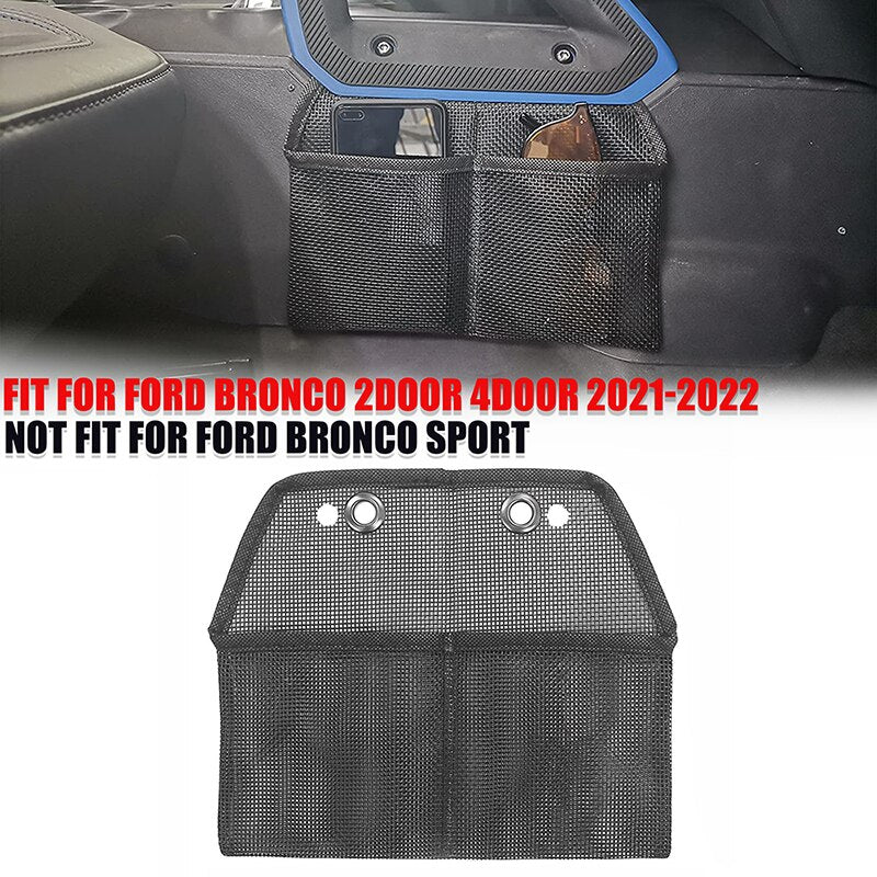 Fit For Ford Bronco 2021 2022 2/4 Doors 1PC Center Console Passenger Side Black Storage Net Mesh Bag Car Interior Accessories