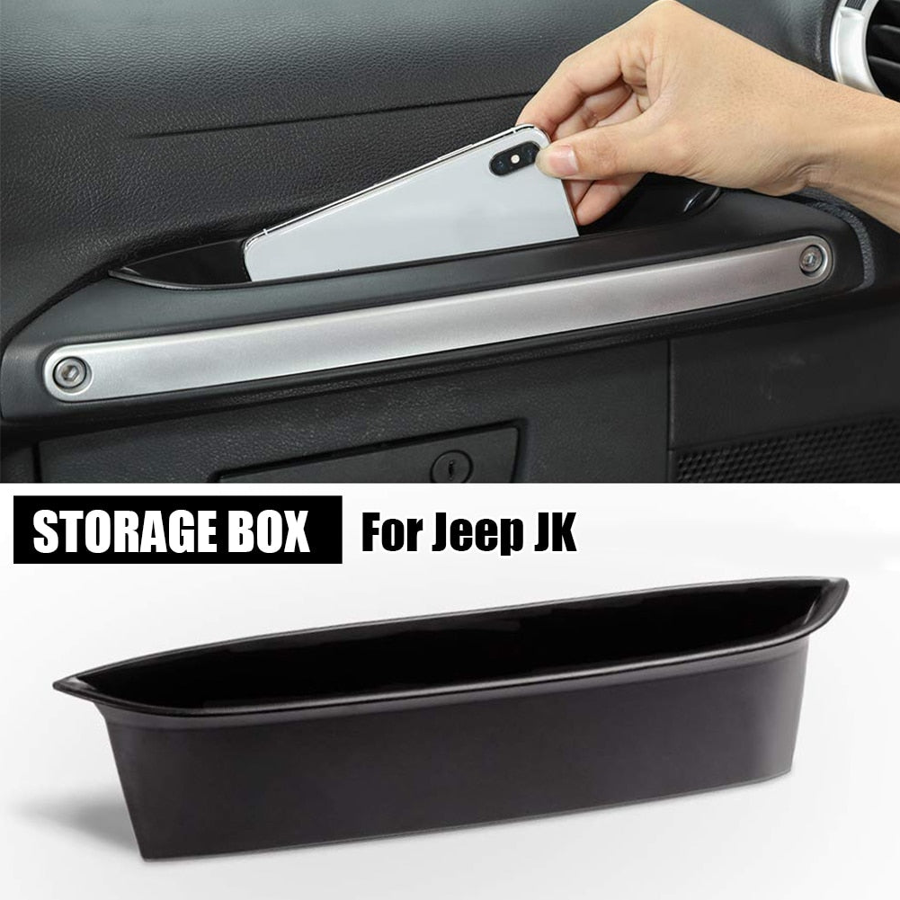 Car Door Car Accessories Organizer Handle Grab Storage Tray Box + Non-slip Mat For Jeep Wrangler JK Passenger 2011-2017 New