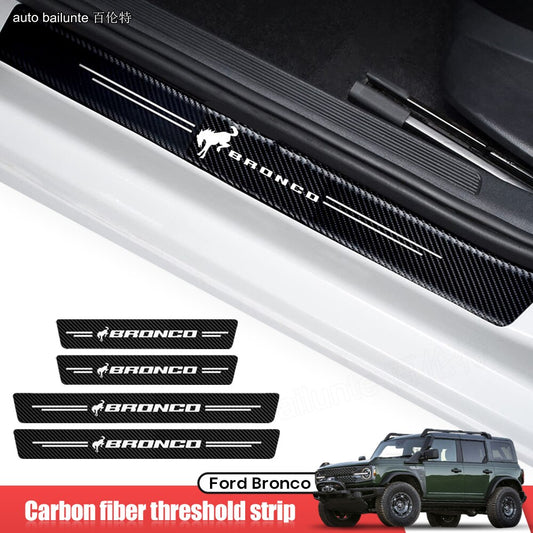 For Bronco Sport Car Door Sill Protector 2022 2021 2020 4Pcs Carbon Fiber Threshold Sill Stickers Ford Bronco 4-Door 2-Door