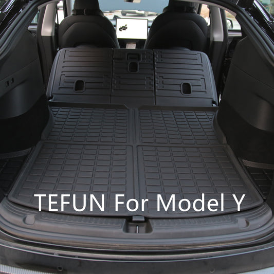 TEFUN for Tesla Model Y Rear Seats Back Protector Anti-Kick Mats TPE Seat Cover &amp; Trunk Mats  Foot Pad Model Y 2022 Accessories