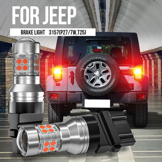 2pcs 3157 T25 P27/7W LED Brake Light Canbus For Jeep Cherokee XJ Commander Compass Grand Cherokee Patriot Wrangler TJ JK JL