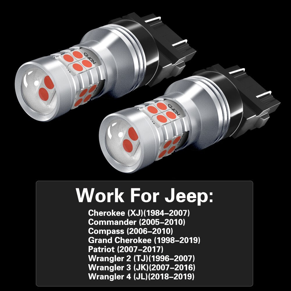 2pcs LED Brake Light Lamp 3157 P27/7W T25 For Jeep Cherokee XJ Commander Compass Grand Cherokee Patriot Wrangler 2 3 4 TJ JK JL