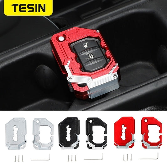 TESIN Car Keys Cover for Jeep Gladiator JT 2018+ Car Key Case Shell Cover Accessories for Jeep Wrangler JL 2018-2021 Keychain
