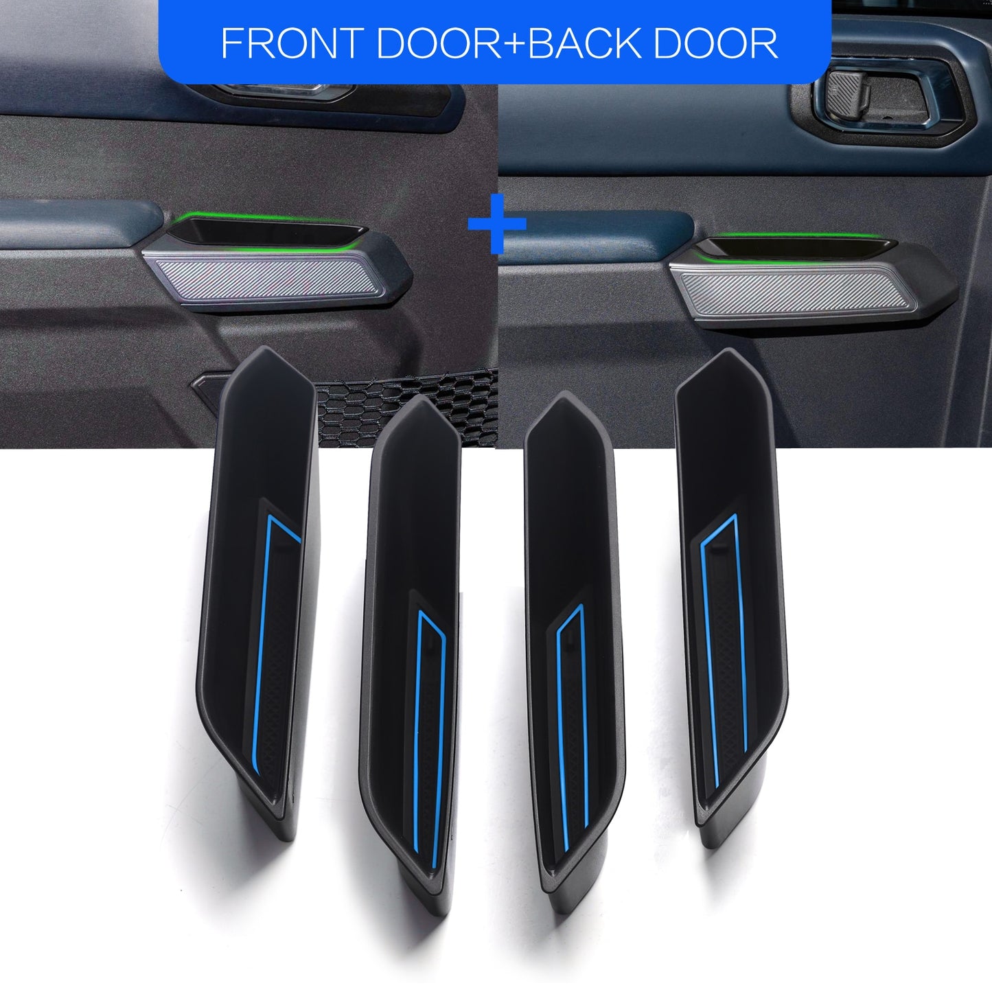 Front Rear Door Handle Storage Box for Ford Bronco 2021 2022 (4 Door) Accessories Car Side Armrest Organizer Container Tray 4pcs