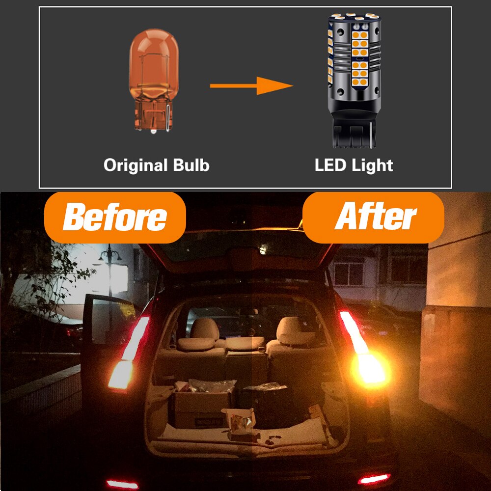 2x LED Turn Signal Light Blub Lamp WY21W T20 7440A Canbus No Error For JEEP Cherokee KL Compass Grand Cherokee 4 Wrangler 4 JL