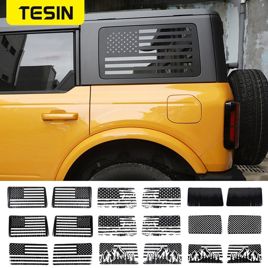 TESIN PVC Rear Window Protective Cover Decoration Sticker For Ford Bronco 2021 2022 Car Exterior Accessories