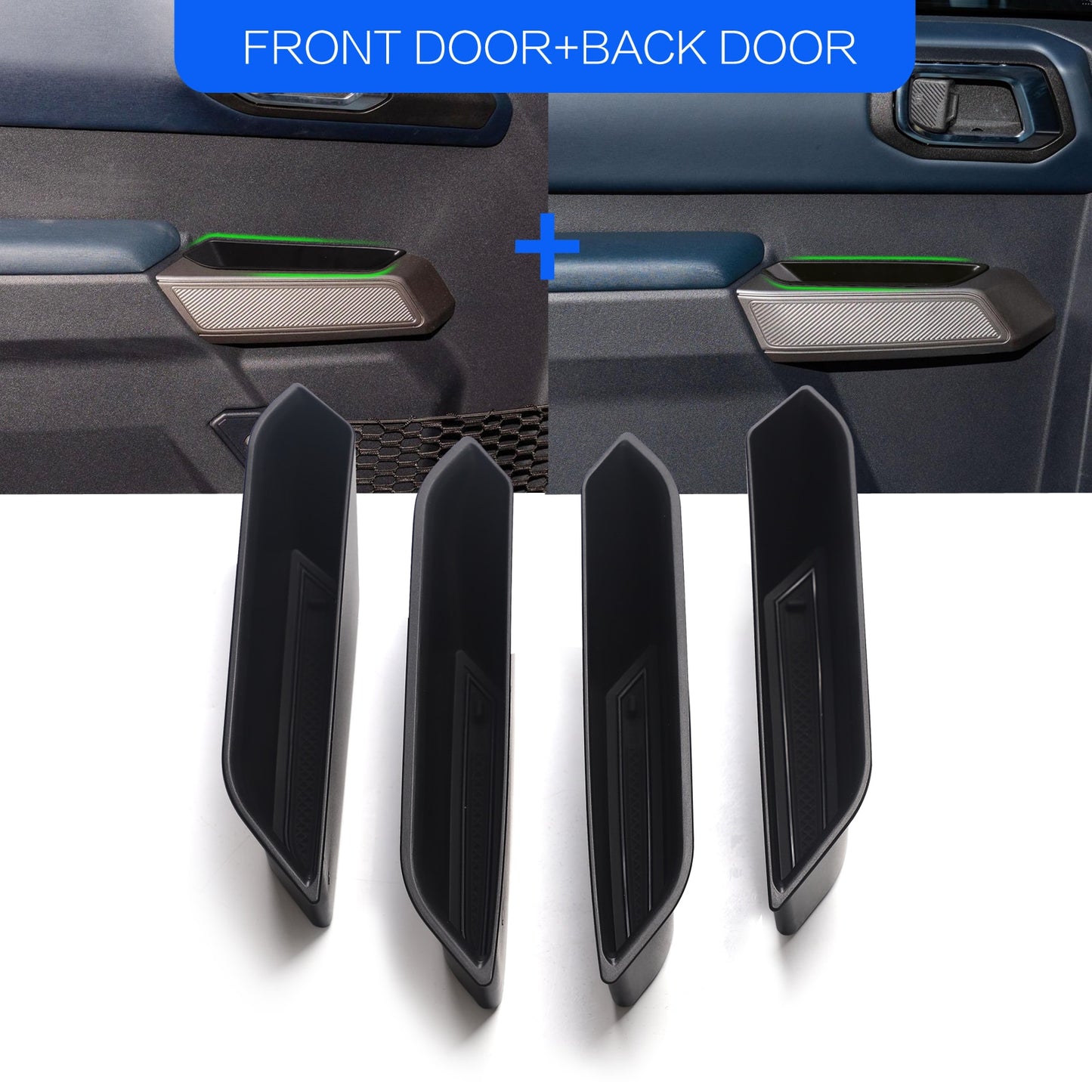 Front Rear Door Handle Storage Box for Ford Bronco 2021 2022 (4 Door) Accessories Car Side Armrest Organizer Container Tray 4pcs