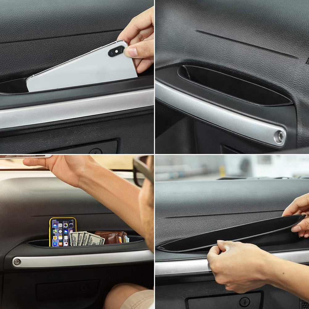 Car Door Car Accessories Organizer Handle Grab Storage Tray Box + Non-slip Mat For Jeep Wrangler JK Passenger 2011-2017 New