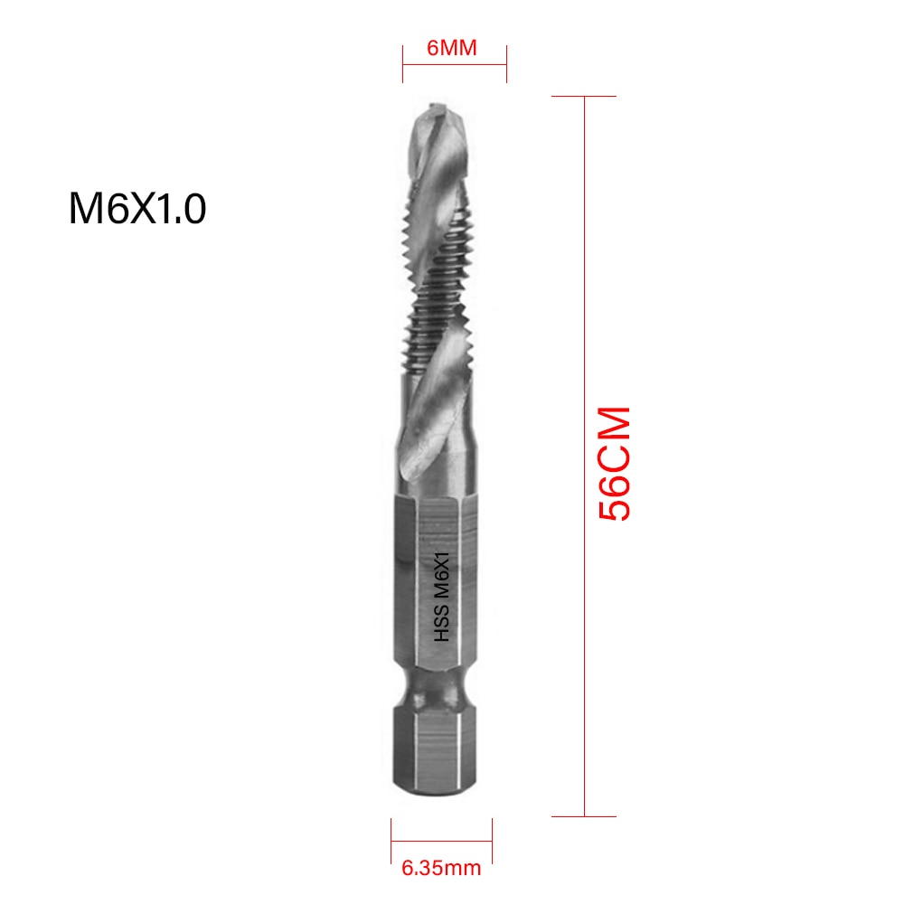 New Titanium Plated Hex Shank HSS Screw Thread Metric Tap Drill Bits Screw Machine Compound M3 M4 M5 M6 M8 M10 Hand Tools