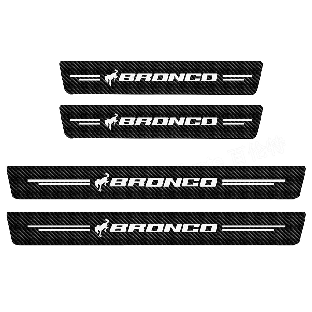 4Pcs Carbon Fiber Car Door Threshold Sill Sticker For Ford Bronco 2022 2021 2020 Sport Car Styling Accessories 4-Door 2-Door