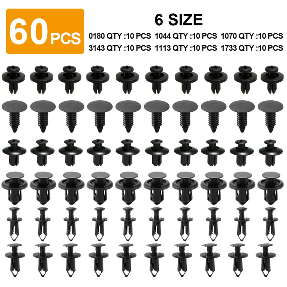 6 Size 60Pcs Auto Fastener Clips for Toyota RAV4 Auris Yaris Avensis t25 Prius Hilux Tundra Verso Camry Corolla Mixed Car Clips