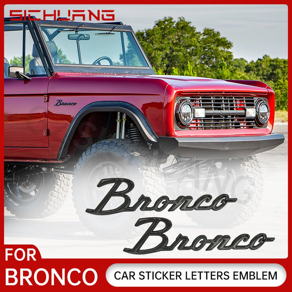 2PCS Bronco 3D Letter Emblem Car Logo Stickers Fender Tailgate Decals Bronco Emblems For Ford Bronco 2021 2022 2023 Accessories